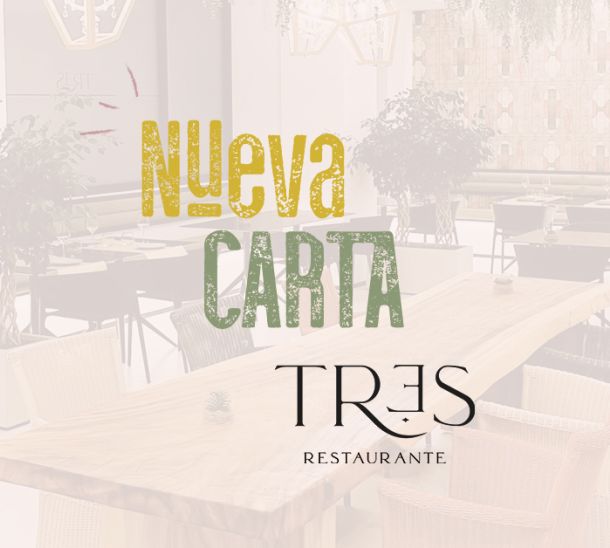 Imagen del restaurante con el texto Nueva Carta Tr3s