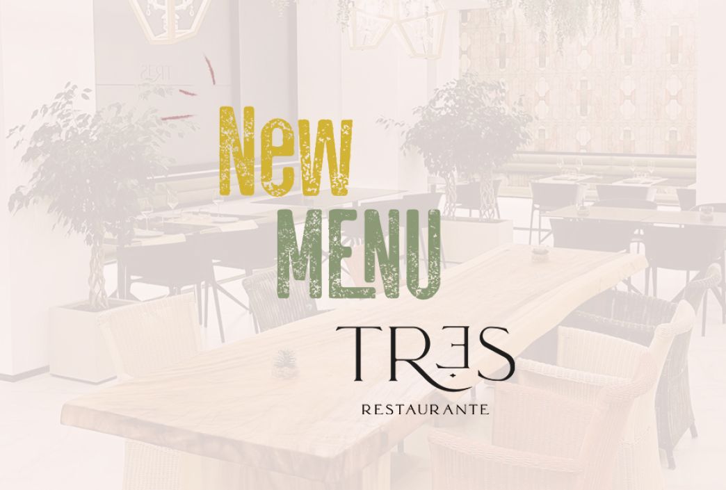 Image of the restaurant with the text New Tr3s Menu