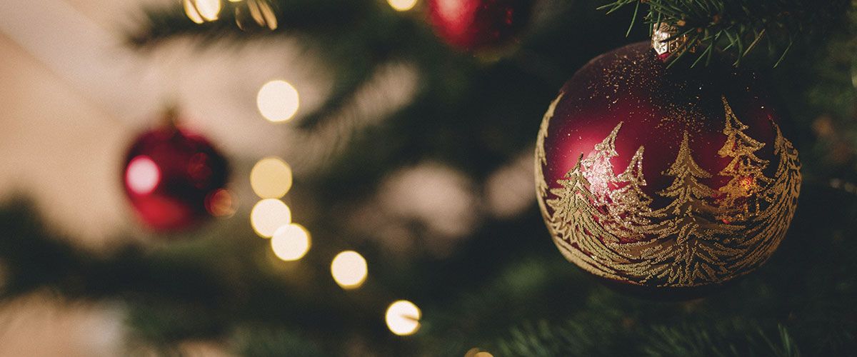 Decorated ball of Christmas tree in Ibiza