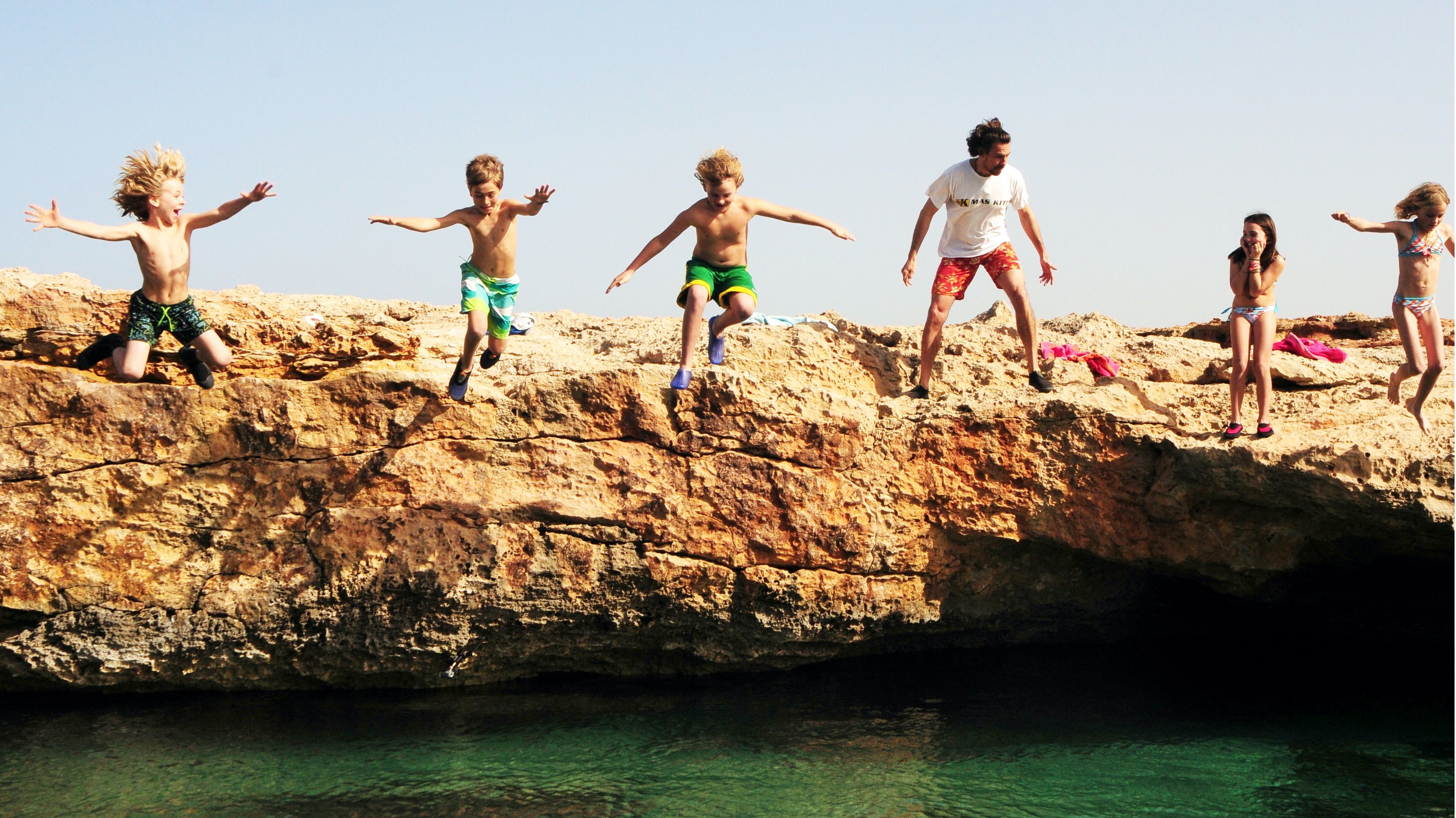 Cliff jumping Ibiza for kids